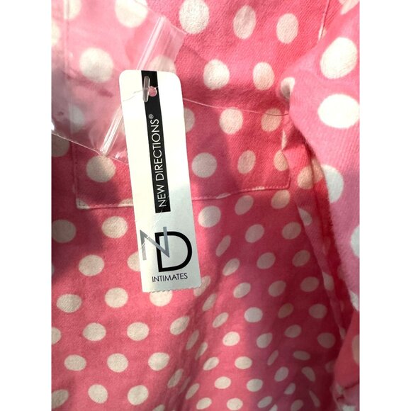 New Directions Intimates Pink & White Polka Dot Long Sleeve Button-Up Pajama Sle - Picture 12 of 13